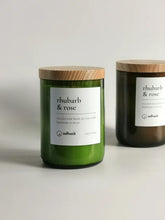 Load image into Gallery viewer, Adhock Rhubarb & Rose Soy Bottle Candle Brown Glass