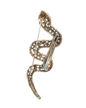 Load image into Gallery viewer, Aqua Crystal Snake Large Brooch
