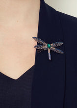 Load image into Gallery viewer, Aqua Crystal Dragonfly Brooch
