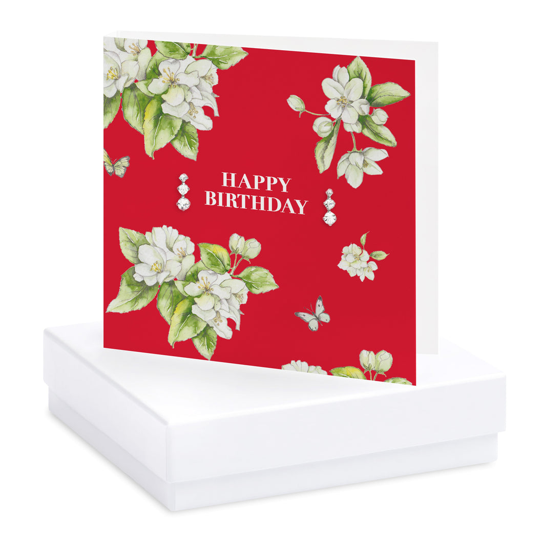 BB Earrings & Card Box Happy Birthday Red