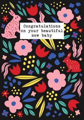 Bea New Baby Floral Card