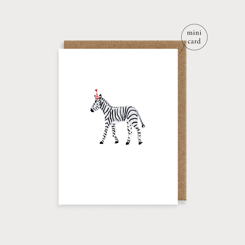 Bijou Party Hat Zebra Mini Card