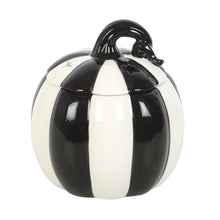 Load image into Gallery viewer, Black & White Striped Pumpkin Oil & Wax Melt Burner