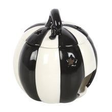Load image into Gallery viewer, Black & White Striped Pumpkin Oil & Wax Melt Burner