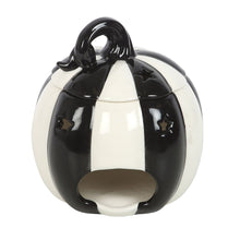 Load image into Gallery viewer, Black & White Striped Pumpkin Oil & Wax Melt Burner