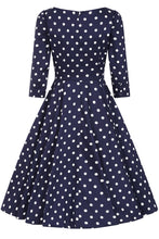 Load image into Gallery viewer, Blakely Blue Polka Dot Swing Dress