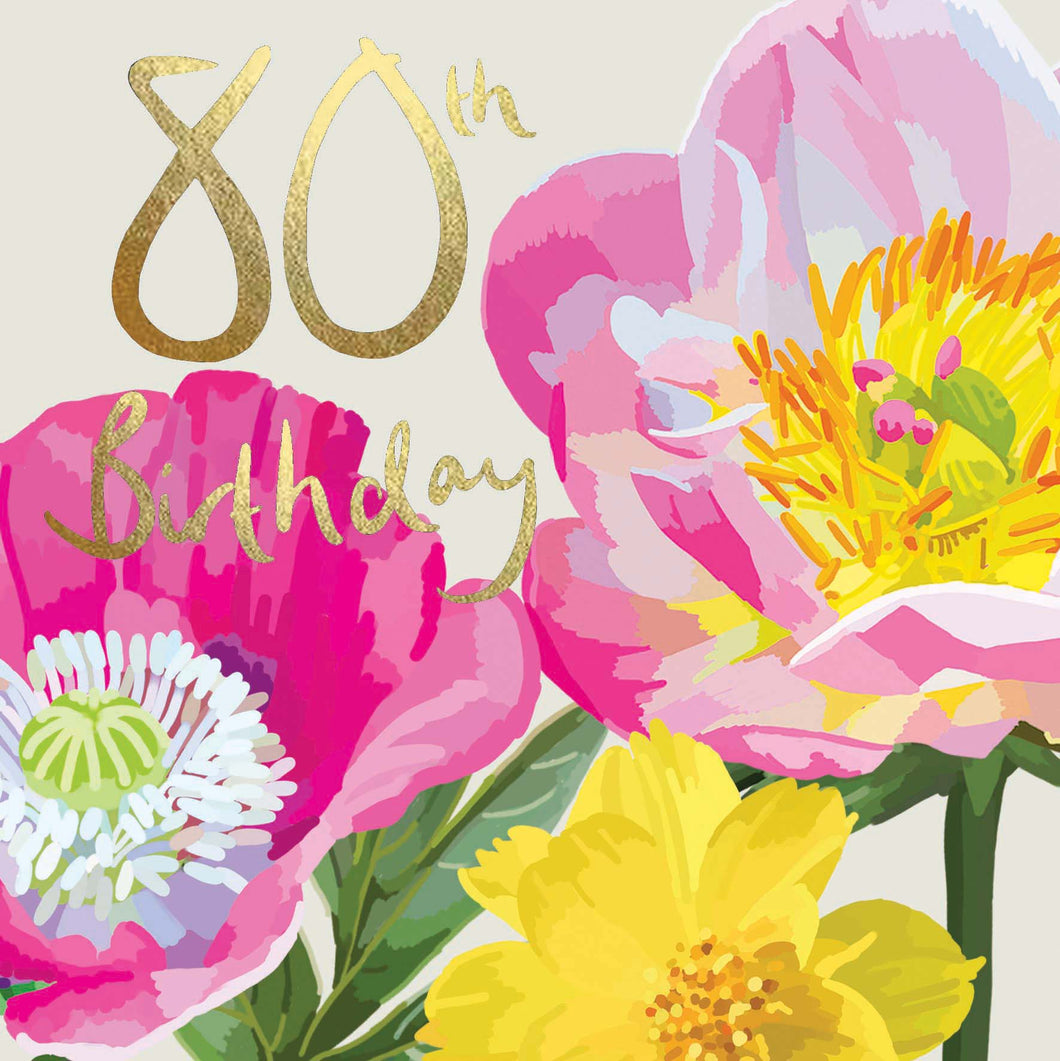 Botanical 80th Birthday Card