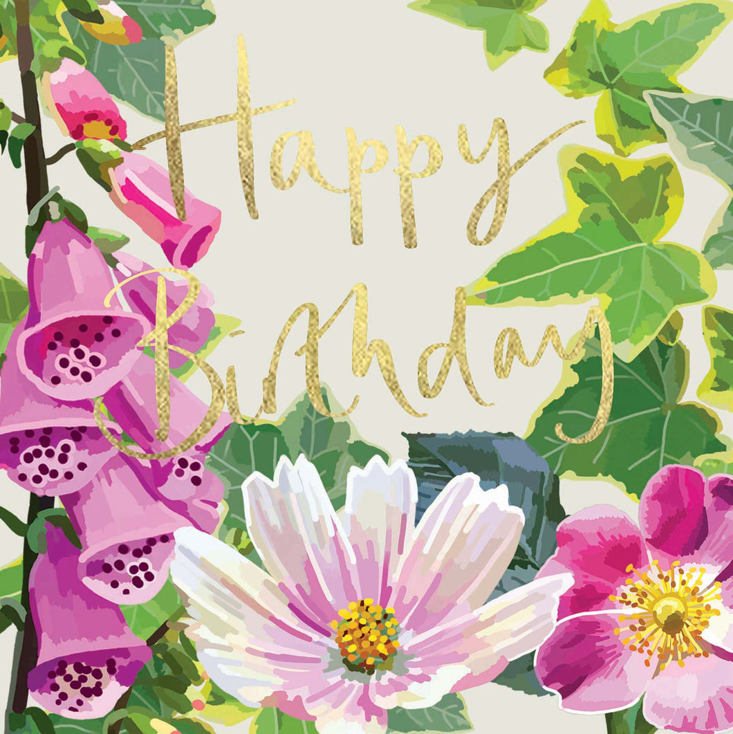 Botanical Happy Birthday Foxglove Card