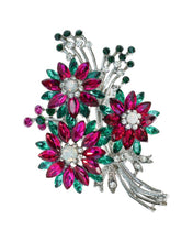Load image into Gallery viewer, Cerise &amp; Turquoise Bouquet Brooch
