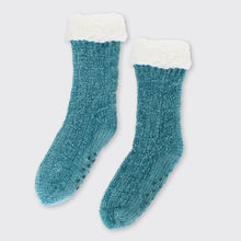 Load image into Gallery viewer, Molly Chenille Slipper Socks Duck Egg
