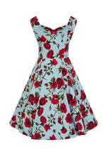 Load image into Gallery viewer, Ditsy Rose Turquoise Swing Dress