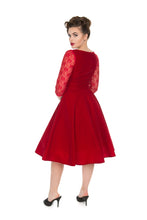 Load image into Gallery viewer, Divine Red Velvet Swing Dress