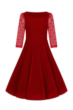 Load image into Gallery viewer, Divine Red Velvet Swing Dress