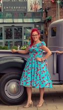 Load image into Gallery viewer, Cherry Blue Swing Dress
