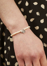 Load image into Gallery viewer, Freshwater Pearl &amp; Silver Rose Bracelet
