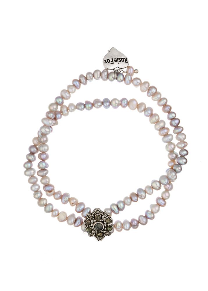 Grey Freshwater Pearl & Crystal Bracelet