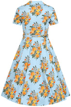 Load image into Gallery viewer, Hallie Aqua Floral Swing Dress