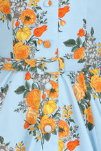 Load image into Gallery viewer, Hallie Aqua Floral Swing Dress