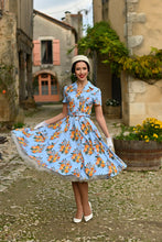 Load image into Gallery viewer, Hallie Aqua Floral Swing Dress