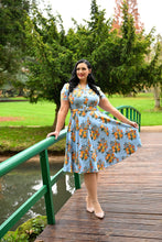 Load image into Gallery viewer, Hallie Aqua Floral Swing Dress