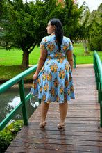 Load image into Gallery viewer, Hallie Aqua Floral Swing Dress