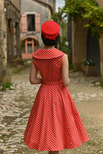 Load image into Gallery viewer, Hannah Red Polka Dot Swing Dress