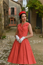 Load image into Gallery viewer, Hannah Red Polka Dot Swing Dress