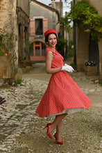 Load image into Gallery viewer, Hannah Red Polka Dot Swing Dress