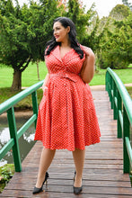 Load image into Gallery viewer, Hannah Red Polka Dot Swing Dress