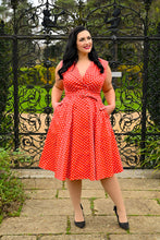 Load image into Gallery viewer, Hannah Red Polka Dot Swing Dress