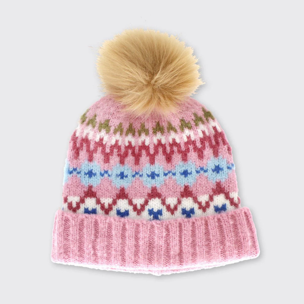 Millie Mae Knitted Bobble Hat Pink
