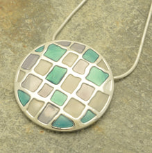 Load image into Gallery viewer, Miss Milly Aqua & Blue Mosaic Disc Necklace