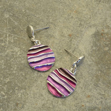 Load image into Gallery viewer, Miss Milly Purple Striped Disc Earrings