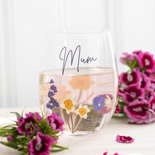 Load image into Gallery viewer, Mum Floral Stemless Glass