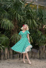 Load image into Gallery viewer, Nina Green Polka Dot Swing Dress