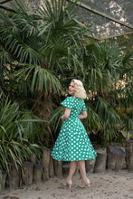 Load image into Gallery viewer, Nina Green Polka Dot Swing Dress