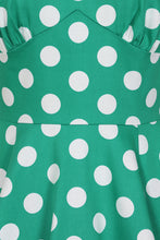 Load image into Gallery viewer, Nina Green Polka Dot Swing Dress
