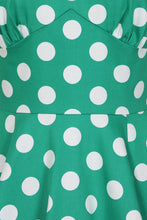 Load image into Gallery viewer, Nina Green Polka Dot Swing Dress