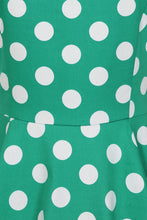 Load image into Gallery viewer, Nina Green Polka Dot Swing Dress
