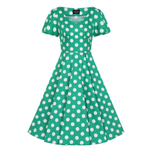Load image into Gallery viewer, Nina Green Polka Dot Swing Dress
