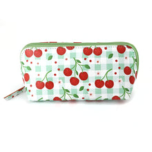 Load image into Gallery viewer, POM Cherry & Gingham Recycled Leather Travel Pouch