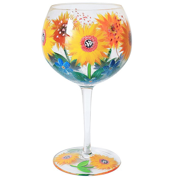 Gin Glass Painted Sunflowers