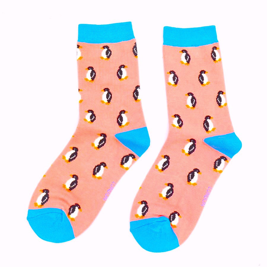 Bamboo Socks Penguins Pink