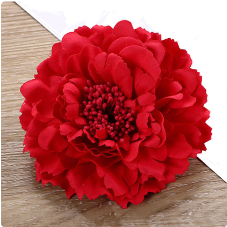 Peony Flower Hair Clip Red