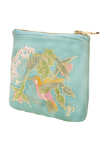 Load image into Gallery viewer, Powder Velvet Mini Zip Pouch Hummingbird