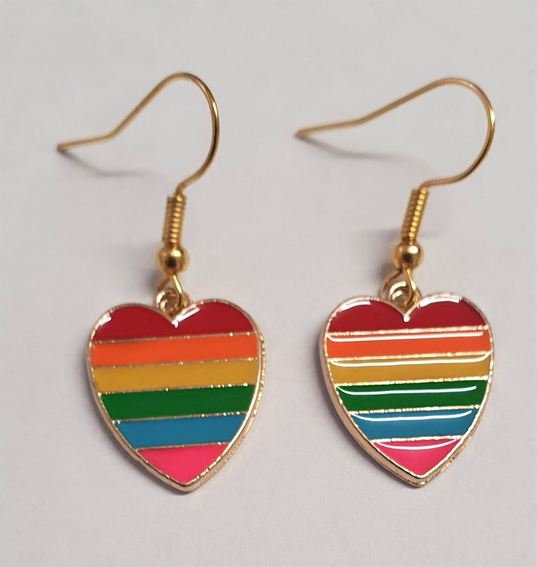 Rainbow Heart Enamel Retro Drop Earrings
