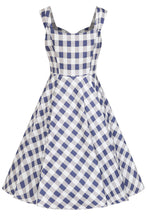 Load image into Gallery viewer, Sadie Blue Check Swing Dress