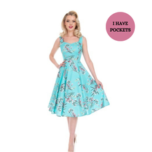 Load image into Gallery viewer, Sandra Turquoise Floral Swing Dress