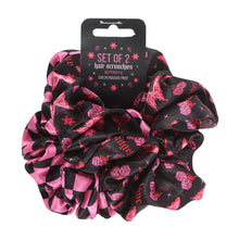 Load image into Gallery viewer, Set of 2 Checkerboard & Butterfly Scrunchies