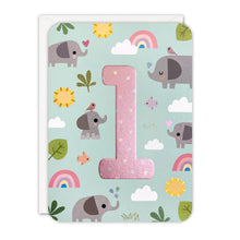 Load image into Gallery viewer, Sprouts Age 1 Elephants Birthday Card